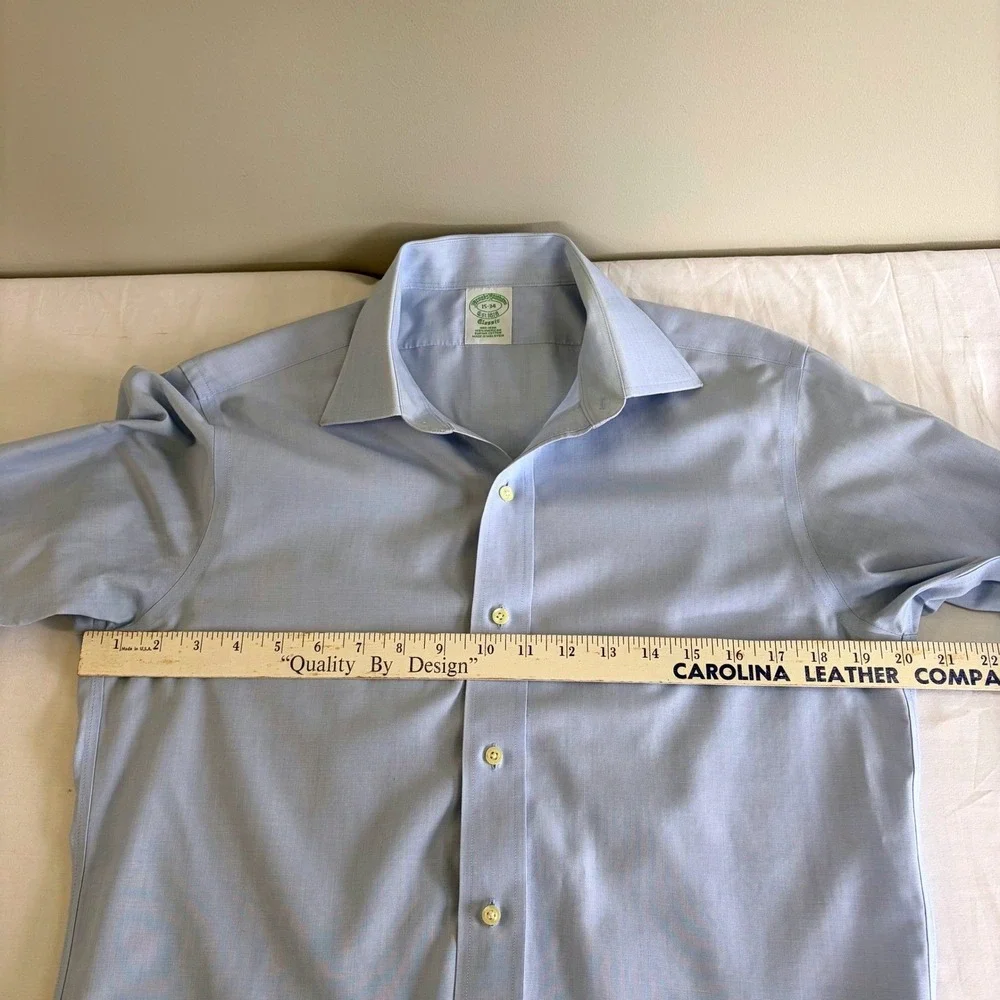 Brooks Brothers Mens 15-34 Classic Blue Non-Iron Supima Cotton French Cuff Shirt